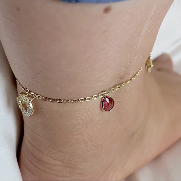 New Victoria Secret gold Ankle Leg bracelet charm Rare stars Moon Crystals